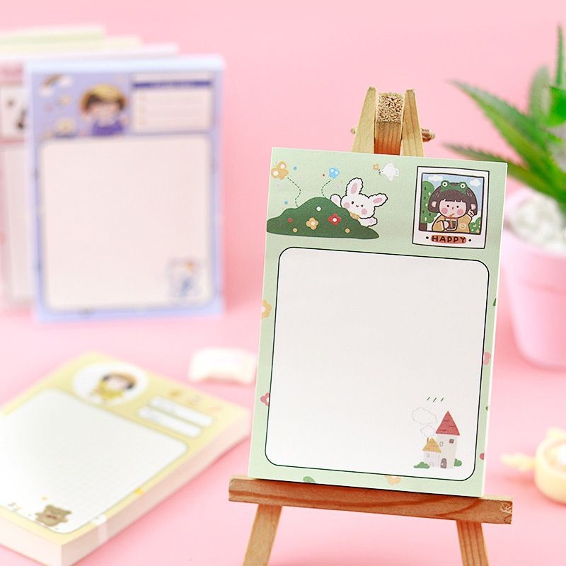 【𝗔𝗦𝗛】80 Sheets Cute Girl 👧🏻 Cheap Sticky Memo Pad Colourful Student Pen Stationery Portable Journal Diary 可爱女孩迷你便利贴