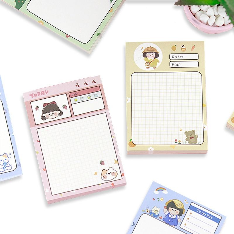 【𝗔𝗦𝗛】80 Sheets Cute Girl 👧🏻 Cheap Sticky Memo Pad Colourful Student Pen Stationery Portable Journal Diary 可爱女孩迷你便利贴