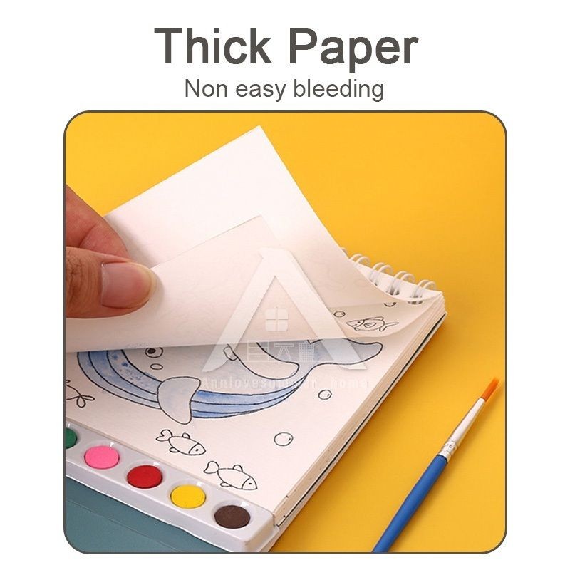【𝗔𝗦𝗛】Creative Watercolor DIY Painting Book Portable水粉画自带颜料涂色绘本