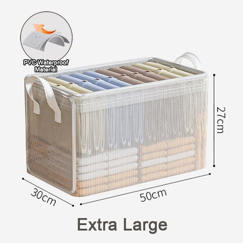 【𝗔𝗦𝗛】Clothes Storage Basket PVC Foldable Wardrobe Organizer Basket Drawer Clear Kotak Penyimpanan Transparan