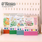 【𝗔𝗦𝗛】Creative Watercolor DIY Painting Book Portable水粉画自带颜料涂色绘本