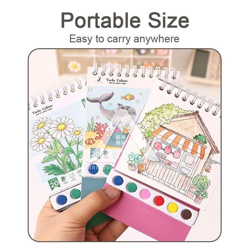 【𝗔𝗦𝗛】Creative Watercolor DIY Painting Book Portable水粉画自带颜料涂色绘本