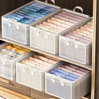 【𝗔𝗦𝗛】Clothes Storage Basket PVC Foldable Wardrobe Organizer Basket Drawer Clear Kotak Penyimpanan Transparan