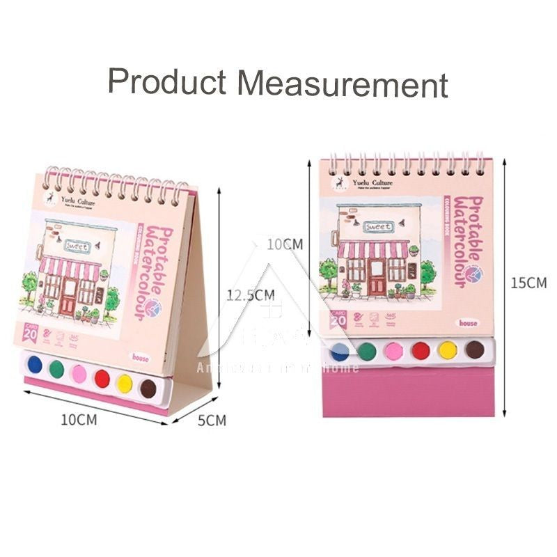 【𝗔𝗦𝗛】Creative Watercolor DIY Painting Book Portable水粉画自带颜料涂色绘本
