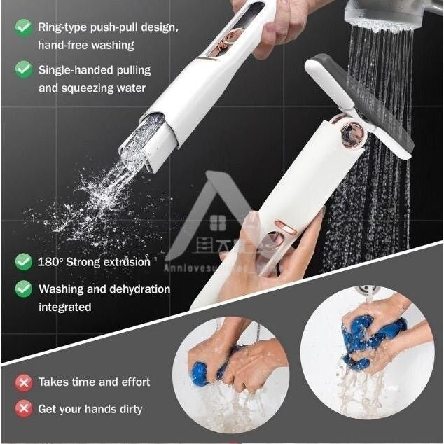 【𝗔𝗦𝗛】Hand-Free Mini Squeeze Mop🔥❗️ Home Kitchen Car Cleaning Mop Desk Cleaner Glass Sponge Cleaning Household 迷你拖把