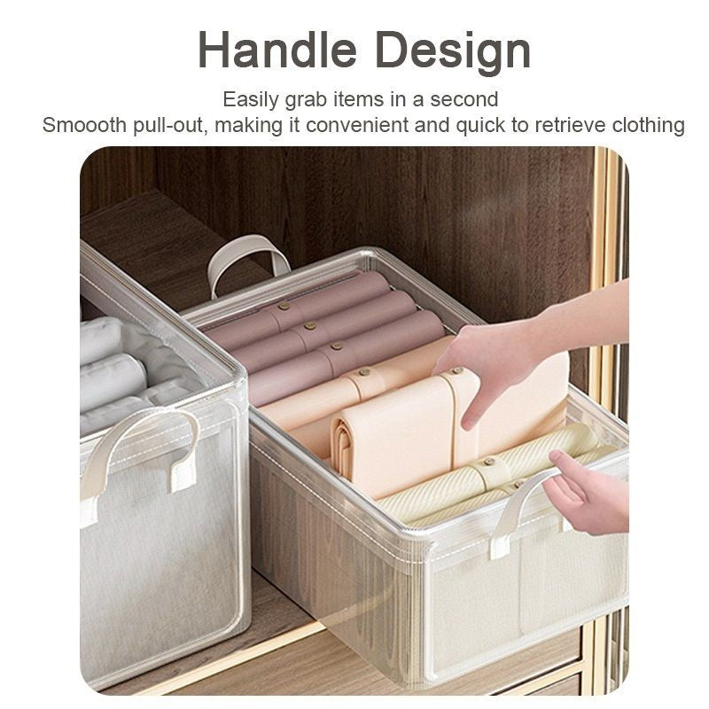 【𝗔𝗦𝗛】Clothes Storage Basket PVC Foldable Wardrobe Organizer Basket Drawer Clear Kotak Penyimpanan Transparan