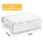 【𝗔𝗦𝗛】Premium🔥Hard Drawer Stackable Kitchen Storage Cabinet, Refrigerator,Freezer Food Storage Box with Handles, Food