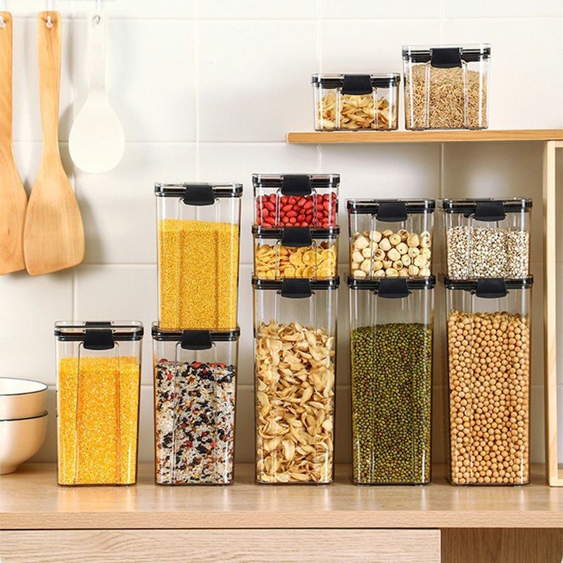 【𝗔𝗦𝗛】Airtight Transparent Food Storage Plastic Container Tupperware Kitchen Use Sealed Jar Bekas Kedap Udara密封零食干粮收纳盒
