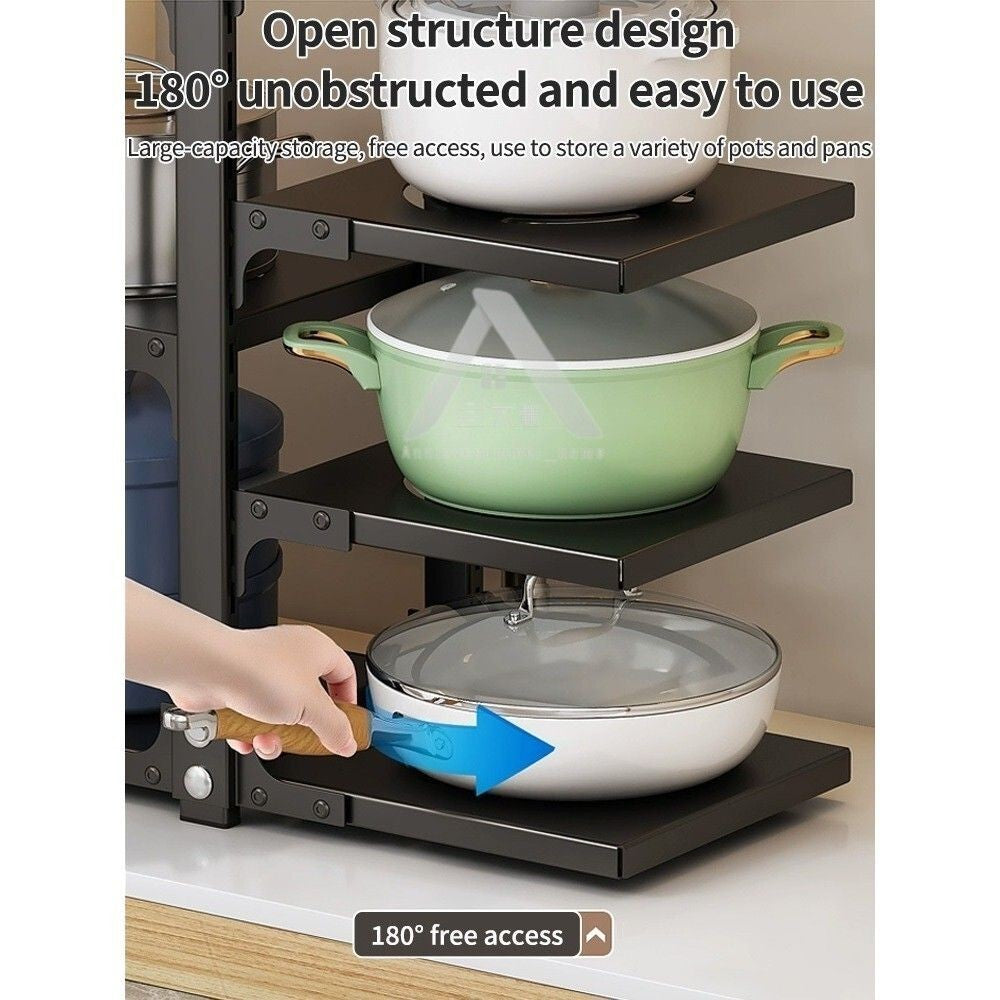 【𝗔𝗦𝗛】2-4 Tiers Adjustable Pot and Pan Rack Organizer Rak Bawah Sinki Kitchen Pot Storage 厨房收纳