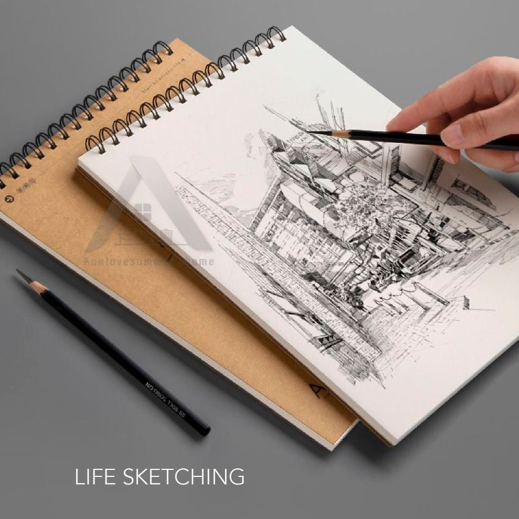 【𝗔𝗦𝗛】Blank paper sketch watercolor marker painting art dedicated student drawing book | Buku lukisan 素描速写绘画美术专用学生图画本带撕裂线