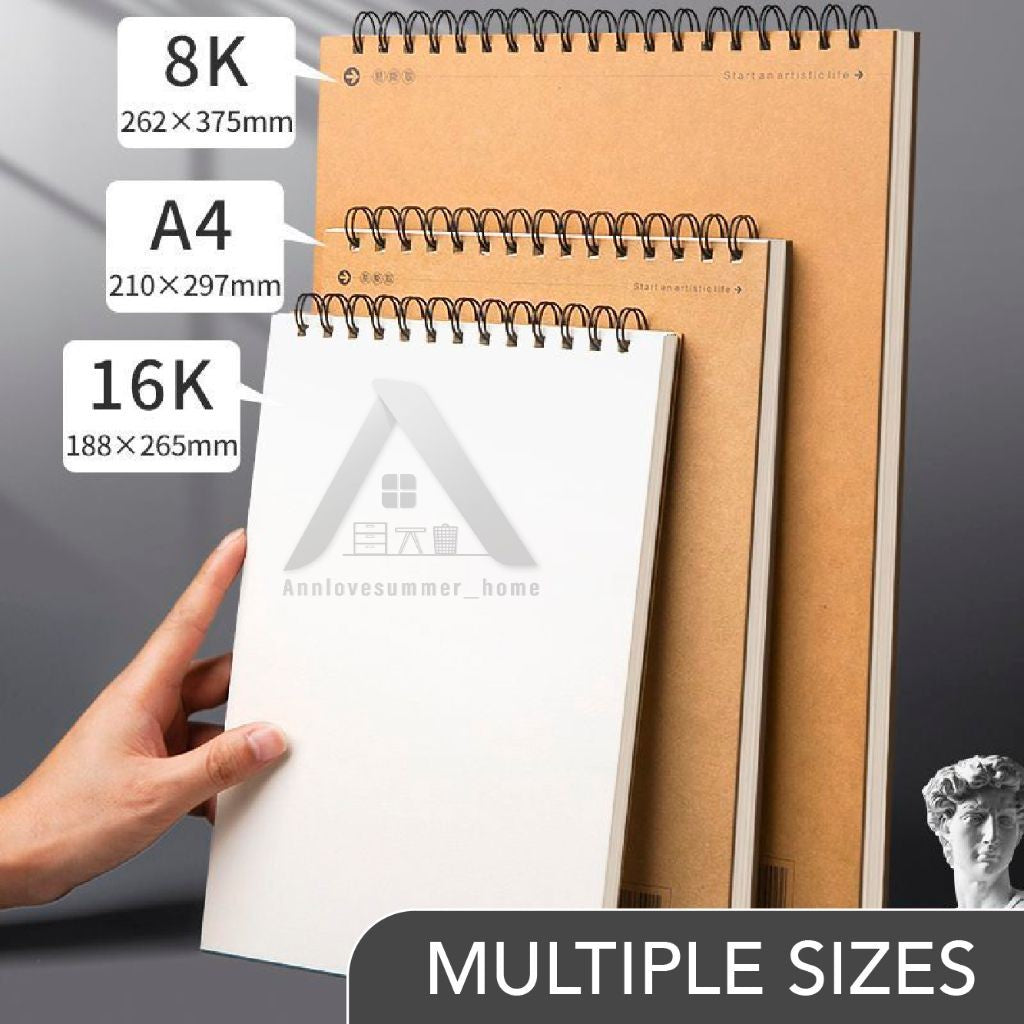 【𝗔𝗦𝗛】Blank paper sketch watercolor marker painting art dedicated student drawing book | Buku lukisan 素描速写绘画美术专用学生图画本带撕裂线