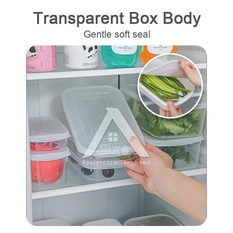 【𝗔𝗦𝗛】Muji Fridge Organiser Plastic Storage Box Food Fruit Container With Lid Bekas Peti Sejuk Simpan Sayuran 冰箱分类收纳盒