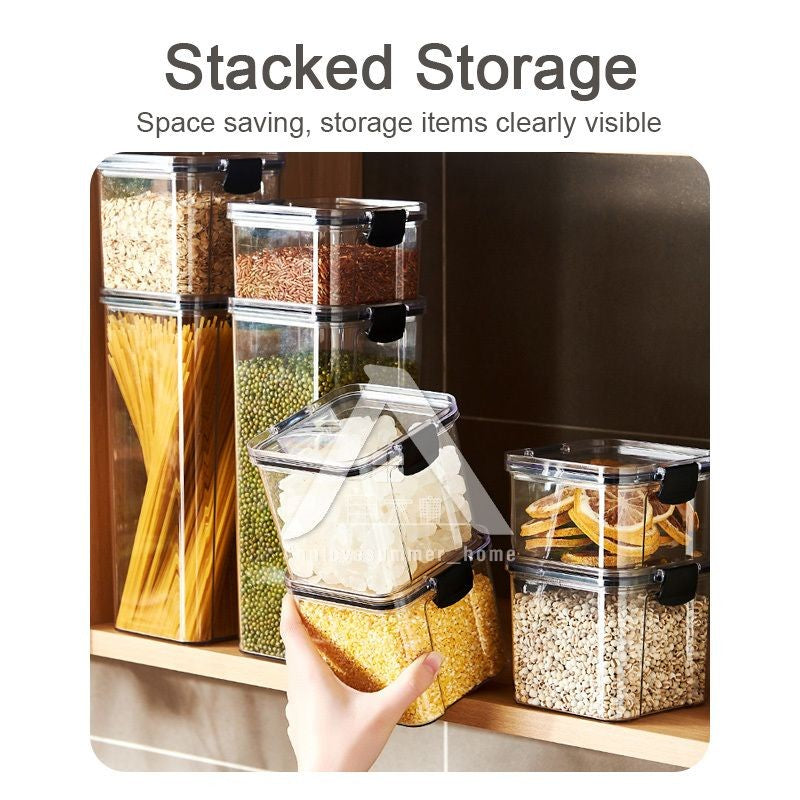 【𝗔𝗦𝗛】Airtight Transparent Food Storage Plastic Container Tupperware Kitchen Use Sealed Jar Bekas Kedap Udara密封零食干粮收纳盒