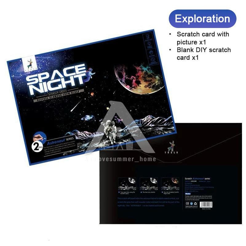 【𝗔𝗦𝗛】【BUY 2 FREE PEN】A3 Art Scratch Card (Astronaut Series)
