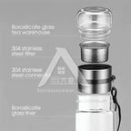 【𝗔𝗦𝗛】[Twin Pack] Tempered Glass Water Bottle Tea Filter Heat Resistant Tumbler Separation Infuser 茶水分离杯