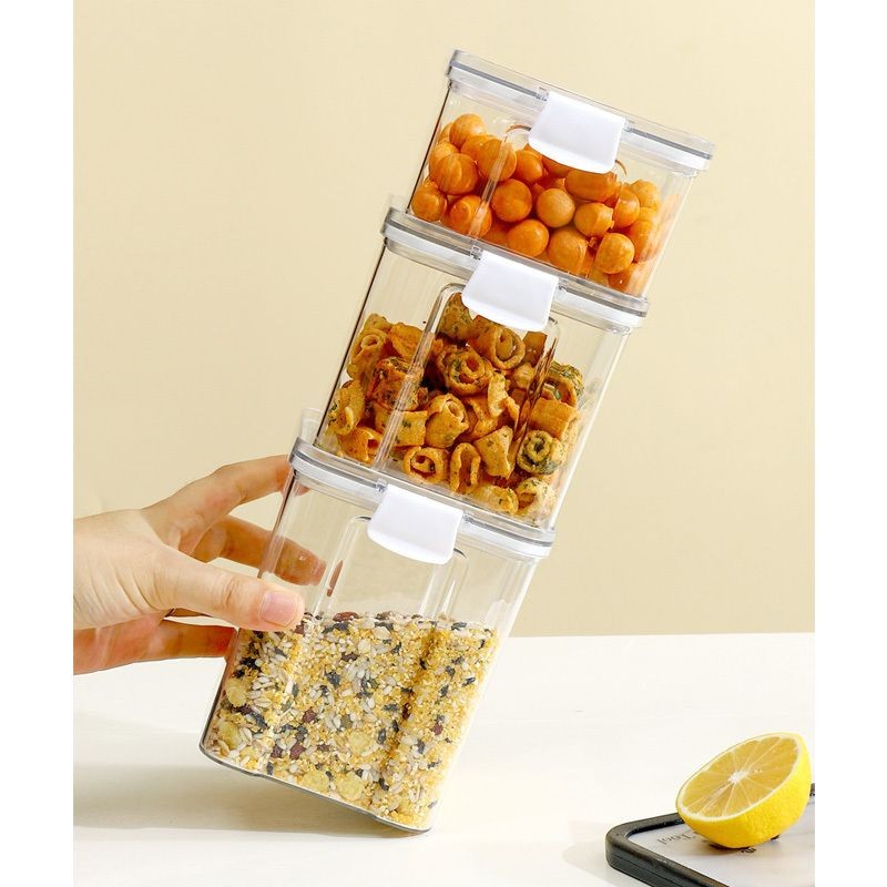 【𝗔𝗦𝗛】Muji Airtight Food Storage Container Stackable Plastic Kitchen Multigrain Bekas Makanan Kedap Udara密封罐Tupperware