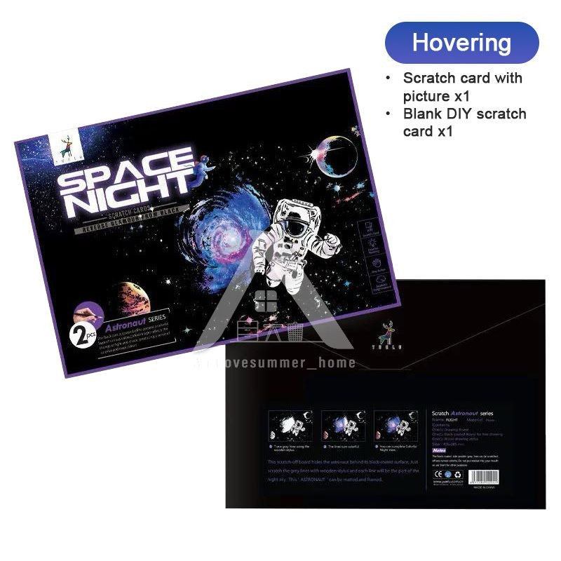【𝗔𝗦𝗛】【BUY 2 FREE PEN】A3 Art Scratch Card (Astronaut Series)