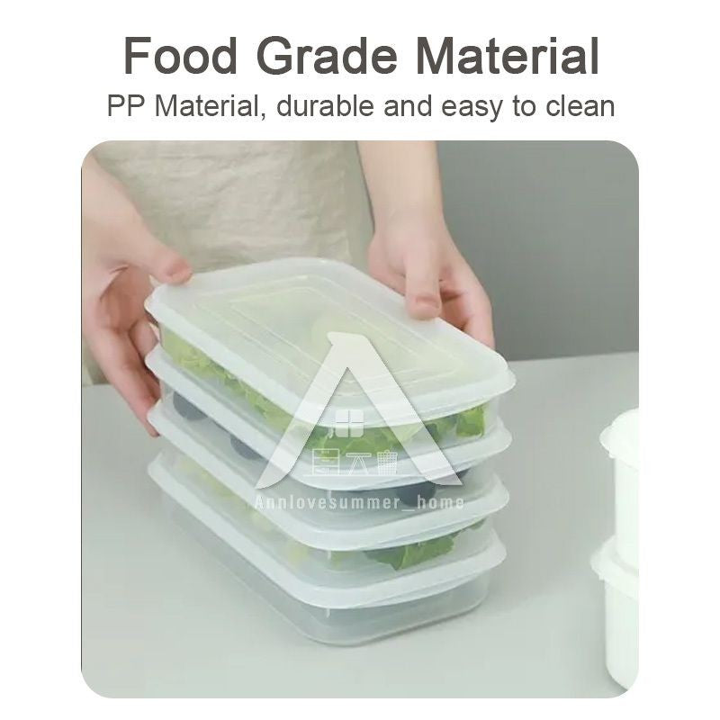 【𝗔𝗦𝗛】Muji Fridge Organiser Plastic Storage Box Food Fruit Container With Lid Bekas Peti Sejuk Simpan Sayuran 冰箱分类收纳盒