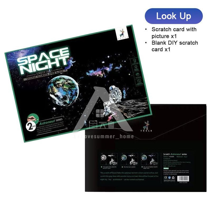 【𝗔𝗦𝗛】【BUY 2 FREE PEN】A3 Art Scratch Card (Astronaut Series)