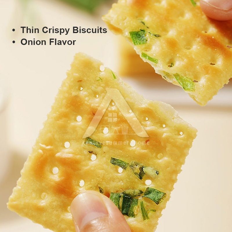 【𝗔𝗦𝗛】Boxiang Scallion Thin Crispy Biscuits 318g Boxed Casual Biscuits Onion Flavor 香葱薄脆饼干
