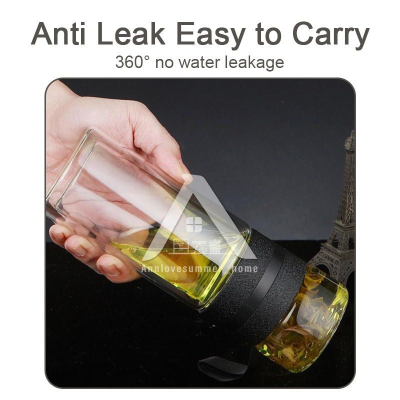 【𝗔𝗦𝗛】[Twin Pack] Tempered Glass Water Bottle Tea Filter Heat Resistant Tumbler Separation Infuser 茶水分离杯