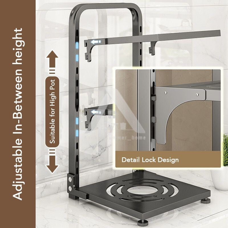 【𝗔𝗦𝗛】2-4 Tiers Adjustable Pot and Pan Rack Organizer Rak Bawah Sinki Kitchen Pot Storage 厨房收纳