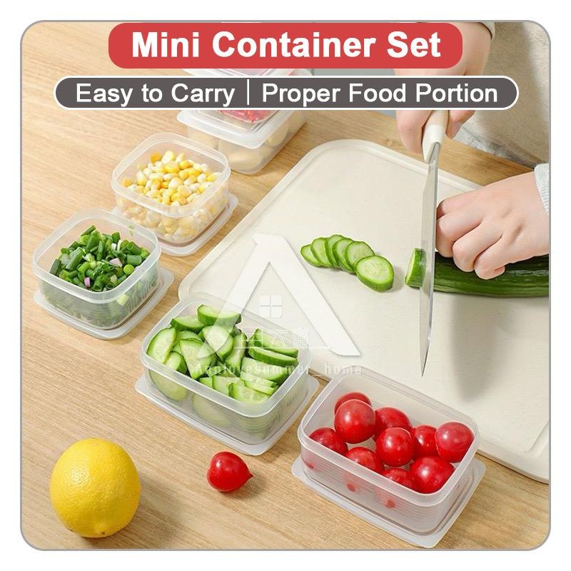【𝗔𝗦𝗛】Mini Container Set Fresh Seal Refrigerator Freezer Organizer Containers Stackable food container with lid 小型分类食物收纳盒