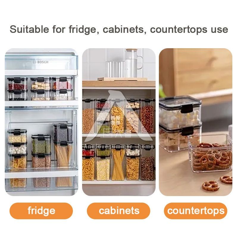 【𝗔𝗦𝗛】Airtight Transparent Food Storage Plastic Container Tupperware Kitchen Use Sealed Jar Bekas Kedap Udara密封零食干粮收纳盒