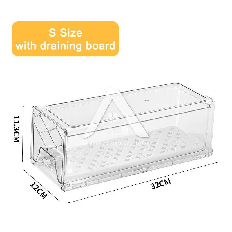【𝗔𝗦𝗛】Premium🔥Hard Drawer Stackable Kitchen Storage Cabinet, Refrigerator,Freezer Food Storage Box with Handles, Food