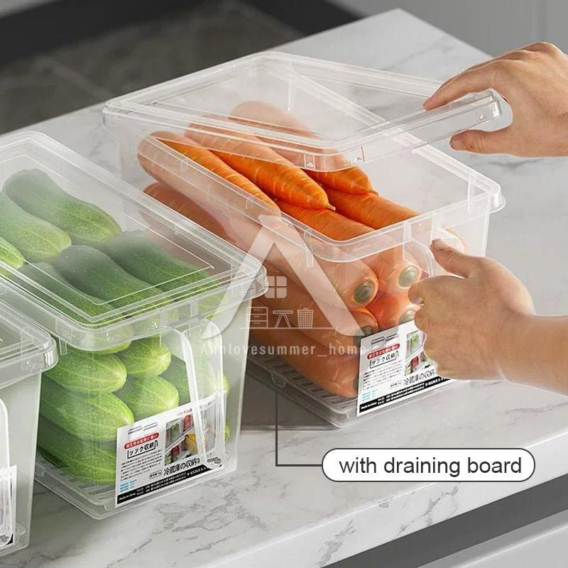 【𝗔𝗦𝗛】Plastics Fridge Storage with Handle