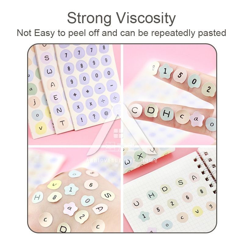 【𝗔𝗦𝗛】【1 Set 12pcs】Numbering Sticker Round Shape Cute Alphabet label DIY Scrapbook Planner Kids Books 字母数字标签贴纸