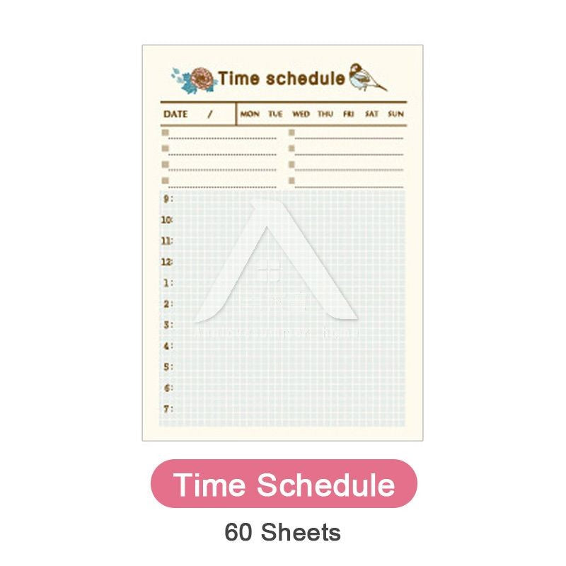 【𝗔𝗦𝗛】60 Sheets Personal Schedule Timetable Memo Pad Sticky Daily, Weekly, Monthly To Do List日程表计划本