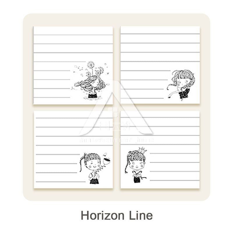 【𝗔𝗦𝗛】Sticky Note 80 Sheets/set Korean Girl B&W Horizon Line/Grid/Blank (1 Pack 4 Design)韩国女孩黑白便利贴