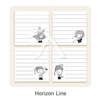 【𝗔𝗦𝗛】Sticky Note 80 Sheets/set Korean Girl B&W Horizon Line/Grid/Blank (1 Pack 4 Design)韩国女孩黑白便利贴