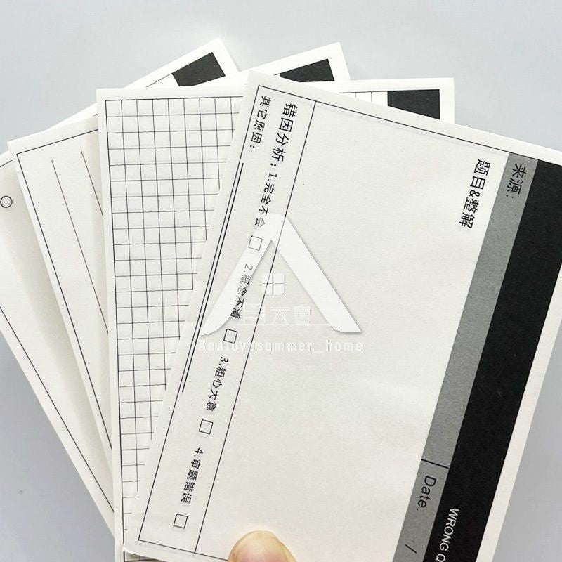 【𝗔𝗦𝗛】50 Sheets Minimalist Sticky Notepad To-do-list Wrong Question Line Text Grid Text错题修改日程便利贴