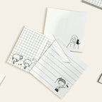 【𝗔𝗦𝗛】Sticky Note 80 Sheets/set Korean Girl B&W Horizon Line/Grid/Blank (1 Pack 4 Design)韩国女孩黑白便利贴
