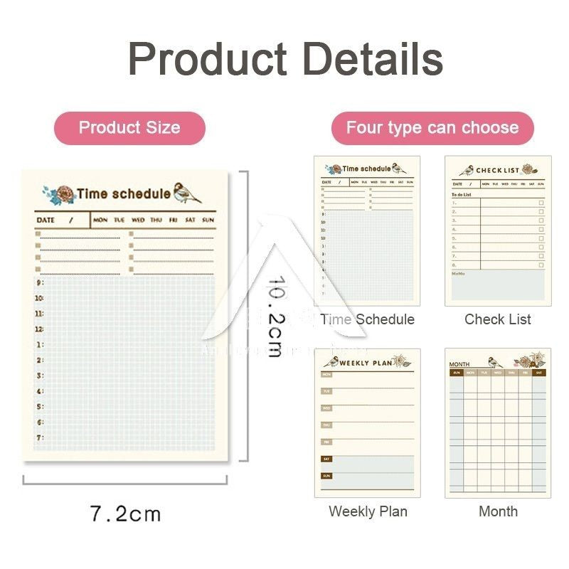 【𝗔𝗦𝗛】60 Sheets Personal Schedule Timetable Memo Pad Sticky Daily, Weekly, Monthly To Do List日程表计划本