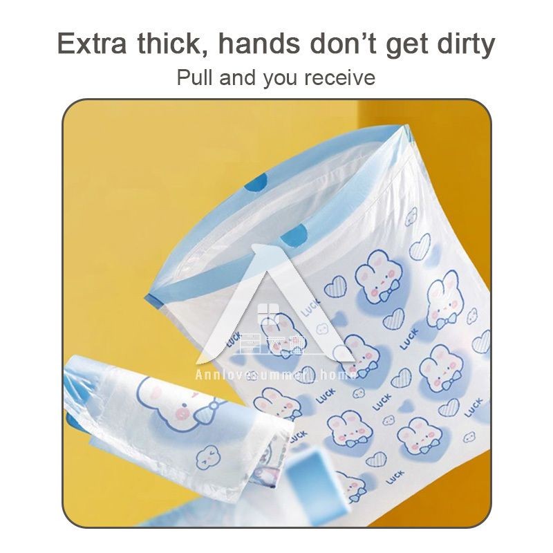 【𝗔𝗦𝗛】25/50pcs Super value🔥 Garbage bags with Rope Easy Pull Drawstring Lasting Cleaning Household Trash Bags Dustbin