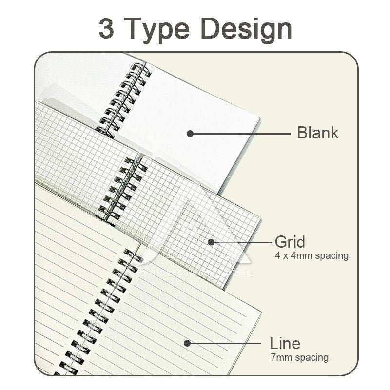 【𝗔𝗦𝗛】160pages Matt Cover Notebook A6 Spiral Wire O Planner Journal Notebook sketch book - Line-Blank-Grid A6简约线圈记事本