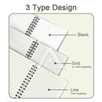 【𝗔𝗦𝗛】160pages Matt Cover Notebook A6 Spiral Wire O Planner Journal Notebook sketch book - Line-Blank-Grid A6简约线圈记事本