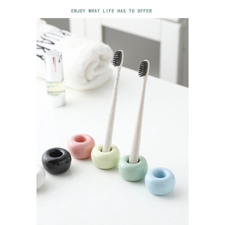 【𝗔𝗦𝗛】(Anti-Mold) Creative Colour Ceramic Toothbrush Stand Wash Set Berus Gigi Storage Organizer 牙刷置物架防霉镂空