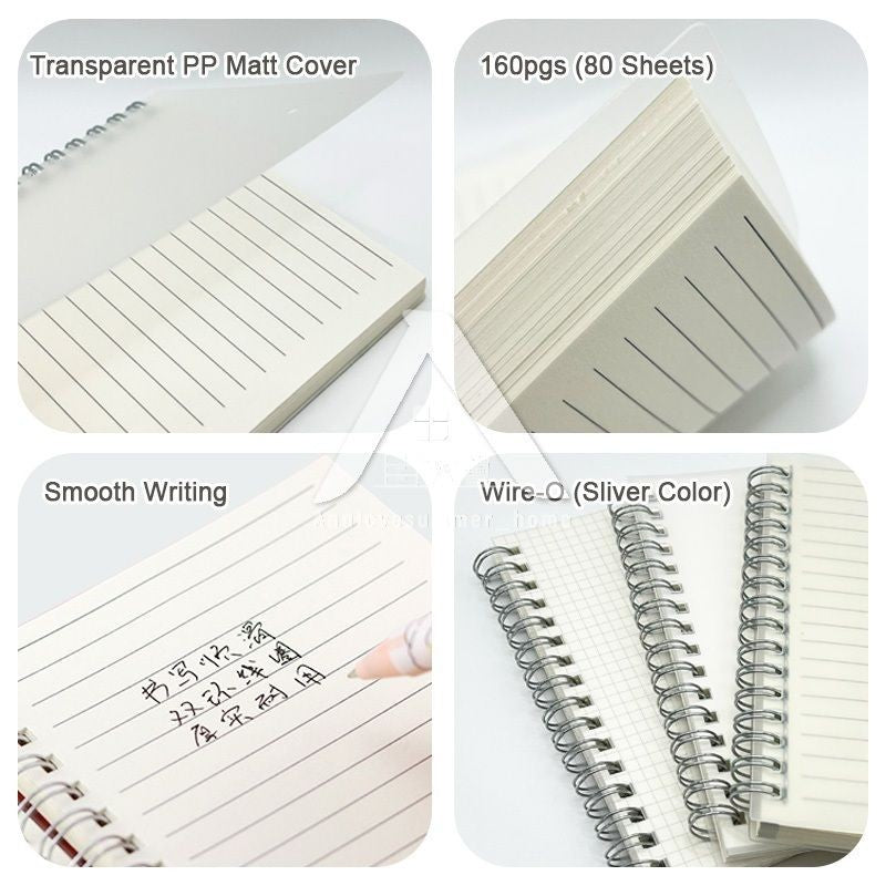 【𝗔𝗦𝗛】160pages Matt Cover Notebook A6 Spiral Wire O Planner Journal Notebook sketch book - Line-Blank-Grid A6简约线圈记事本