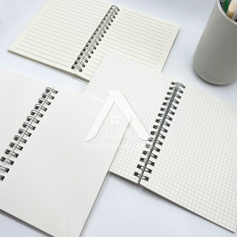【𝗔𝗦𝗛】160pages Matt Cover Notebook A6 Spiral Wire O Planner Journal Notebook sketch book - Line-Blank-Grid A6简约线圈记事本