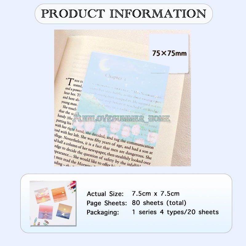 【𝗔𝗦𝗛】Sky Theme 🌥 80 Sheet Sticky Notes Sticker Marker Memo Notepad Stationery notes notebook Cute Student stationery 便利贴
