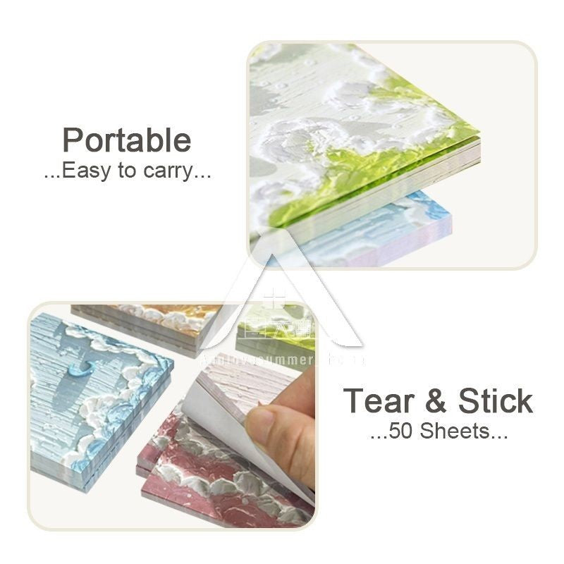 【𝗔𝗦𝗛】Landscape Oil Painting Sticky Note INS Scenery Sticky Note Memo Pad 风景油画便利贴