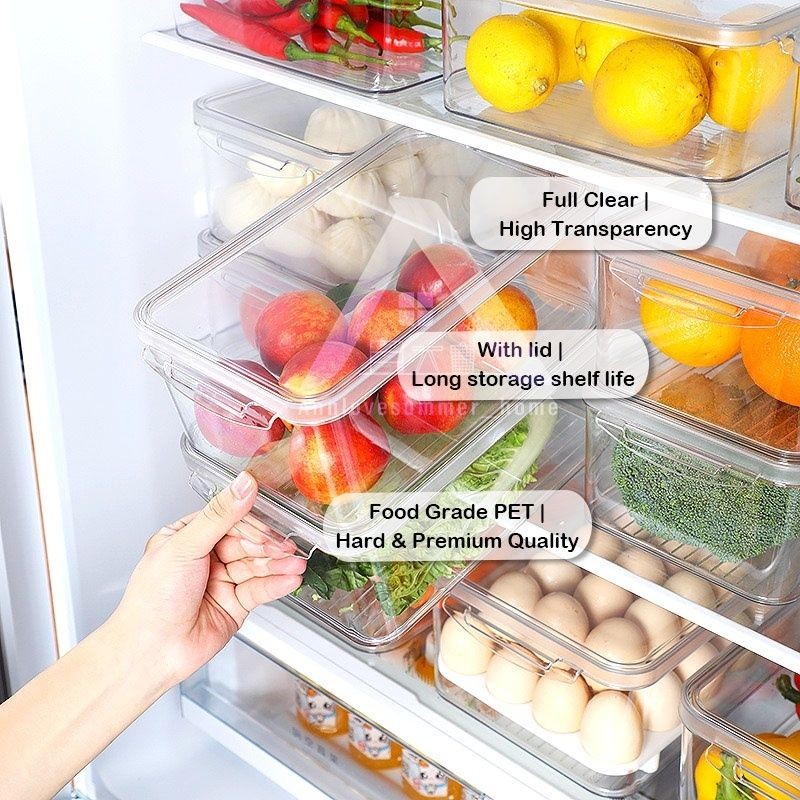 【𝗔𝗦𝗛】Acrylic PET Freezer🧊Fridge Storage Organizer Refrigerator Container Storage Box Container Bekas Peti Sejuk冰箱收纳盒