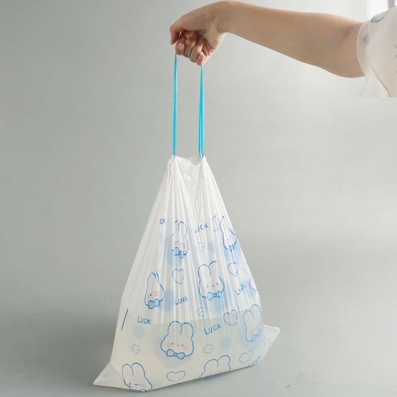【𝗔𝗦𝗛】25/50pcs Super value🔥 Garbage bags with Rope Easy Pull Drawstring Lasting Cleaning Household Trash Bags Dustbin