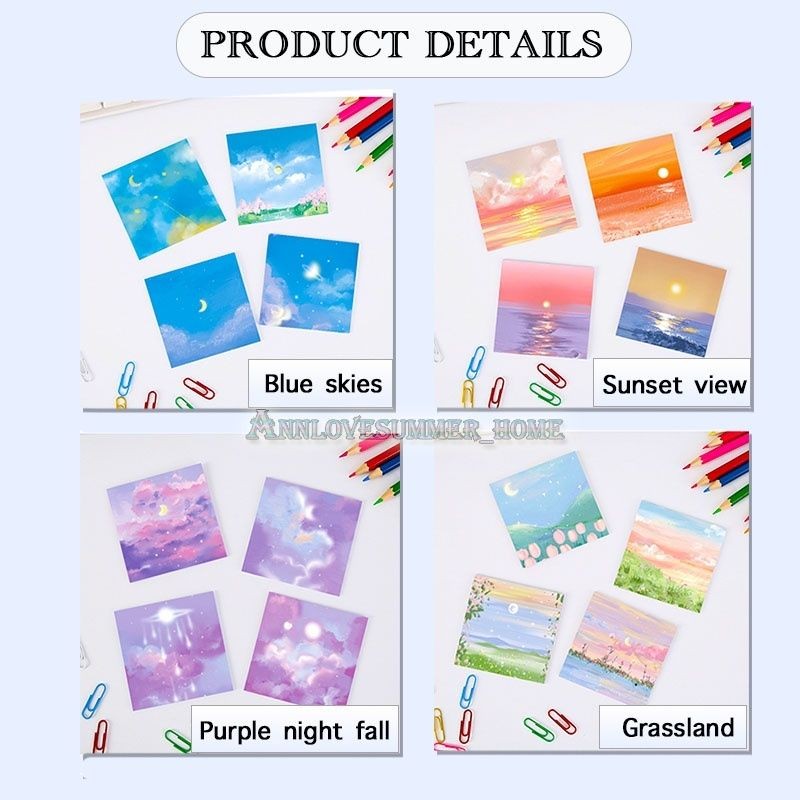 【𝗔𝗦𝗛】Sky Theme 🌥 80 Sheet Sticky Notes Sticker Marker Memo Notepad Stationery notes notebook Cute Student stationery 便利贴