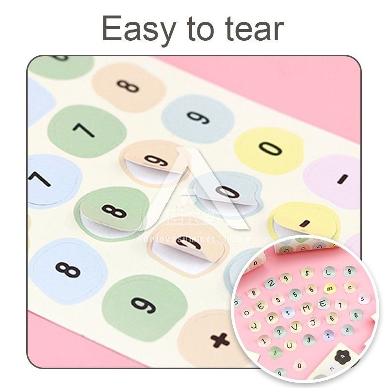【𝗔𝗦𝗛】【1 Set 12pcs】Numbering Sticker Round Shape Cute Alphabet label DIY Scrapbook Planner Kids Books 字母数字标签贴纸