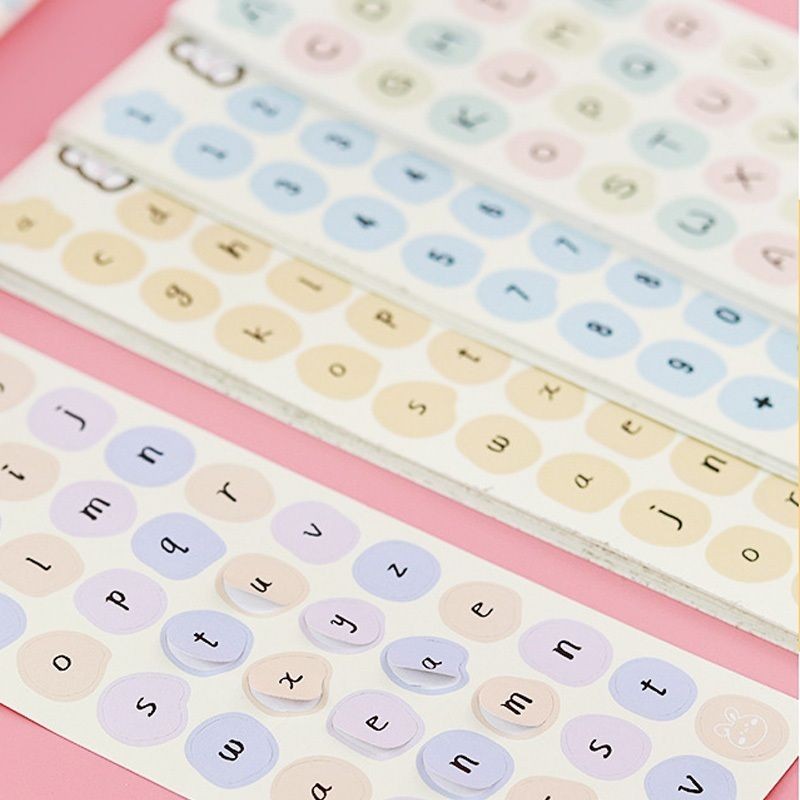 【𝗔𝗦𝗛】【1 Set 12pcs】Numbering Sticker Round Shape Cute Alphabet label DIY Scrapbook Planner Kids Books 字母数字标签贴纸